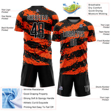 Загрузить изображение в средство просмотра галереи, Custom Black Orange-White Splash Sublimation Soccer Uniform Jersey
