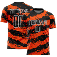 Загрузить изображение в средство просмотра галереи, Custom Black Orange-White Splash Sublimation Soccer Uniform Jersey
