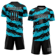 Загрузить изображение в средство просмотра галереи, Custom Black Lakes Blue-White Splash Sublimation Soccer Uniform Jersey
