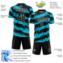 Загрузить изображение в средство просмотра галереи, Custom Black Lakes Blue-White Splash Sublimation Soccer Uniform Jersey
