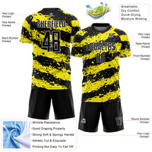 Загрузить изображение в средство просмотра галереи, Custom Black Light Yellow-White Splash Sublimation Soccer Uniform Jersey
