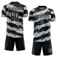 Load image into Gallery viewer, Custom Black Light Gray-White Splash Sublimation Soccer Uniform Jersey
