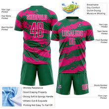 Charger l&#39;image dans la galerie, Custom Kelly Green Hot Pink-White Splash Sublimation Soccer Uniform Jersey
