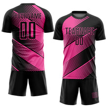 Charger l&#39;image dans la galerie, Custom Black Pink Line Sublimation Soccer Uniform Jersey
