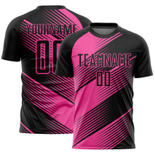 Загрузить изображение в средство просмотра галереи, Custom Black Pink Line Sublimation Soccer Uniform Jersey
