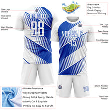 Laden Sie das Bild in den Galerie-Viewer, Custom White Thunder Blue Line Sublimation Soccer Uniform Jersey
