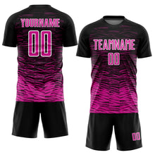 Загрузить изображение в средство просмотра галереи, Custom Black Deep Pink-White Line Sublimation Soccer Uniform Jersey
