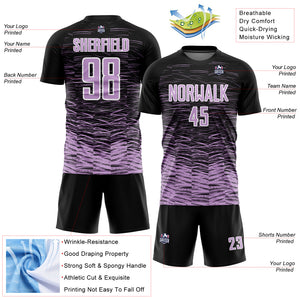 Custom Black Light Purple-White Line Sublimation Soccer Uniform Jersey