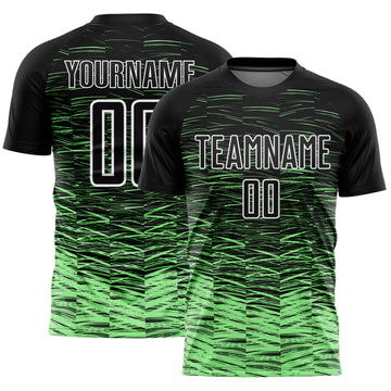 Custom Black Pea Green-White Line Sublimation Soccer Uniform Jersey