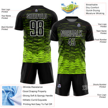 Загрузить изображение в средство просмотра галереи, Custom Black Neon Green-White Line Sublimation Soccer Uniform Jersey
