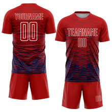 Загрузить изображение в средство просмотра галереи, Custom Red Navy-White Line Sublimation Soccer Uniform Jersey
