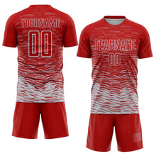 Laden Sie das Bild in den Galerie-Viewer, Custom Red Silver-White Line Sublimation Soccer Uniform Jersey
