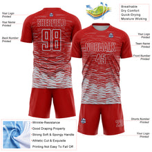 Laden Sie das Bild in den Galerie-Viewer, Custom Red Silver-White Line Sublimation Soccer Uniform Jersey
