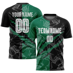 Custom Graffiti Pattern Black-Kelly Green Scratch Sublimation Soccer Uniform Jersey