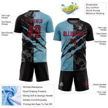 Load image into Gallery viewer, Custom Graffiti Pattern Maroon Black-Shadow Blue Scratch Sublimation Soccer Uniform Jersey
