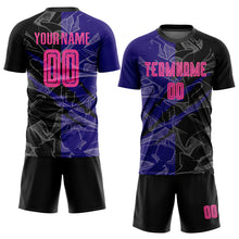 Charger l&#39;image dans la galerie, Custom Graffiti Pattern Pink Black-Dark Purple Scratch Sublimation Soccer Uniform Jersey
