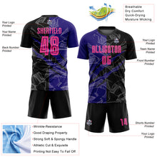 Charger l&#39;image dans la galerie, Custom Graffiti Pattern Pink Black-Dark Purple Scratch Sublimation Soccer Uniform Jersey
