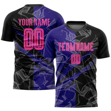 Charger l&#39;image dans la galerie, Custom Graffiti Pattern Pink Black-Dark Purple Scratch Sublimation Soccer Uniform Jersey
