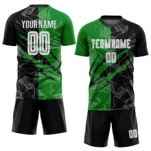 Charger l&#39;image dans la galerie, Custom Graffiti Pattern Black-Grass Green Scratch Sublimation Soccer Uniform Jersey
