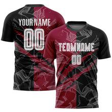 Load image into Gallery viewer, Custom Graffiti Pattern Black-Maroon Scratch Sublimation Soccer Uniform Jersey
