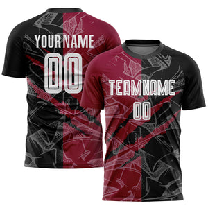 Custom Graffiti Pattern Black-Maroon Scratch Sublimation Soccer Uniform Jersey