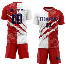 Load image into Gallery viewer, Custom Graffiti Pattern Navy-Red USA Scratch Sublimation Soccer Uniform Jersey
