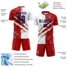 Load image into Gallery viewer, Custom Graffiti Pattern Navy-Red USA Scratch Sublimation Soccer Uniform Jersey
