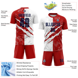 Custom Graffiti Pattern Navy-Red USA Scratch Sublimation Soccer Uniform Jersey