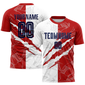 Custom Graffiti Pattern Navy-Red USA Scratch Sublimation Soccer Uniform Jersey