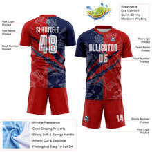 Charger l&#39;image dans la galerie, Custom Graffiti Pattern Red-Navy USA Scratch Sublimation Soccer Uniform Jersey
