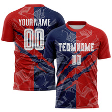 Charger l&#39;image dans la galerie, Custom Graffiti Pattern Red-Navy USA Scratch Sublimation Soccer Uniform Jersey
