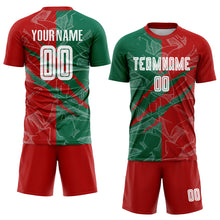 Charger l&#39;image dans la galerie, Custom Graffiti Pattern Red-Kelly Green Scratch Sublimation Soccer Uniform Jersey
