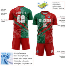 Charger l&#39;image dans la galerie, Custom Graffiti Pattern Red-Kelly Green Scratch Sublimation Soccer Uniform Jersey
