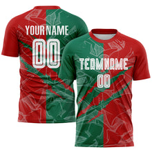 Charger l&#39;image dans la galerie, Custom Graffiti Pattern Red-Kelly Green Scratch Sublimation Soccer Uniform Jersey
