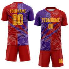 Load image into Gallery viewer, Custom Graffiti Pattern Yellow Red-Purple Scratch Sublimation Soccer Uniform Jersey
