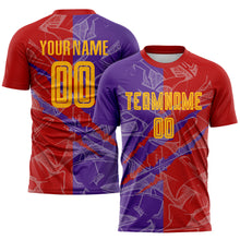 Load image into Gallery viewer, Custom Graffiti Pattern Yellow Red-Purple Scratch Sublimation Soccer Uniform Jersey
