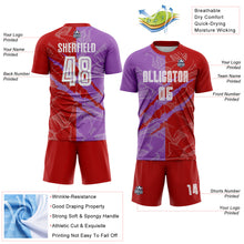 Charger l&#39;image dans la galerie, Custom Graffiti Pattern Red-Medium Purple Scratch Sublimation Soccer Uniform Jersey
