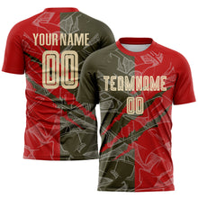 Load image into Gallery viewer, Custom Graffiti Pattern City Cream Red-Olive Scratch Sublimation Soccer Uniform Jersey
