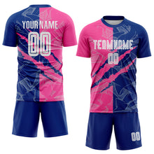 Charger l&#39;image dans la galerie, Custom Graffiti Pattern Pink-Royal Scratch Sublimation Soccer Uniform Jersey
