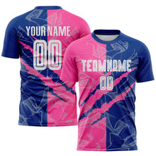 Charger l&#39;image dans la galerie, Custom Graffiti Pattern Pink-Royal Scratch Sublimation Soccer Uniform Jersey
