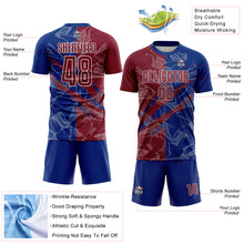 Charger l&#39;image dans la galerie, Custom Graffiti Pattern Crimson-Royal Scratch Sublimation Soccer Uniform Jersey
