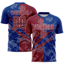 Charger l&#39;image dans la galerie, Custom Graffiti Pattern Crimson-Royal Scratch Sublimation Soccer Uniform Jersey
