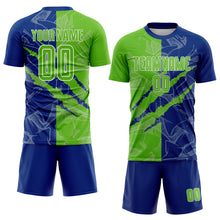 Charger l&#39;image dans la galerie, Custom Graffiti Pattern Aurora Green-Royal Scratch Sublimation Soccer Uniform Jersey
