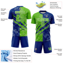 Charger l&#39;image dans la galerie, Custom Graffiti Pattern Aurora Green-Royal Scratch Sublimation Soccer Uniform Jersey
