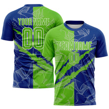 Charger l&#39;image dans la galerie, Custom Graffiti Pattern Aurora Green-Royal Scratch Sublimation Soccer Uniform Jersey
