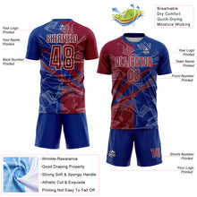 Charger l&#39;image dans la galerie, Custom Graffiti Pattern Maroon-Royal Scratch Sublimation Soccer Uniform Jersey
