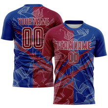 Charger l&#39;image dans la galerie, Custom Graffiti Pattern Maroon-Royal Scratch Sublimation Soccer Uniform Jersey
