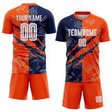 Charger l&#39;image dans la galerie, Custom Graffiti Pattern Navy-Orange Scratch Sublimation Soccer Uniform Jersey
