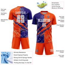 Load image into Gallery viewer, Custom Graffiti Pattern Dark Purple-Orange Scratch Sublimation Soccer Uniform Jersey
