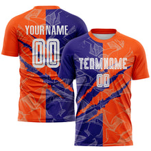 Load image into Gallery viewer, Custom Graffiti Pattern Dark Purple-Orange Scratch Sublimation Soccer Uniform Jersey
